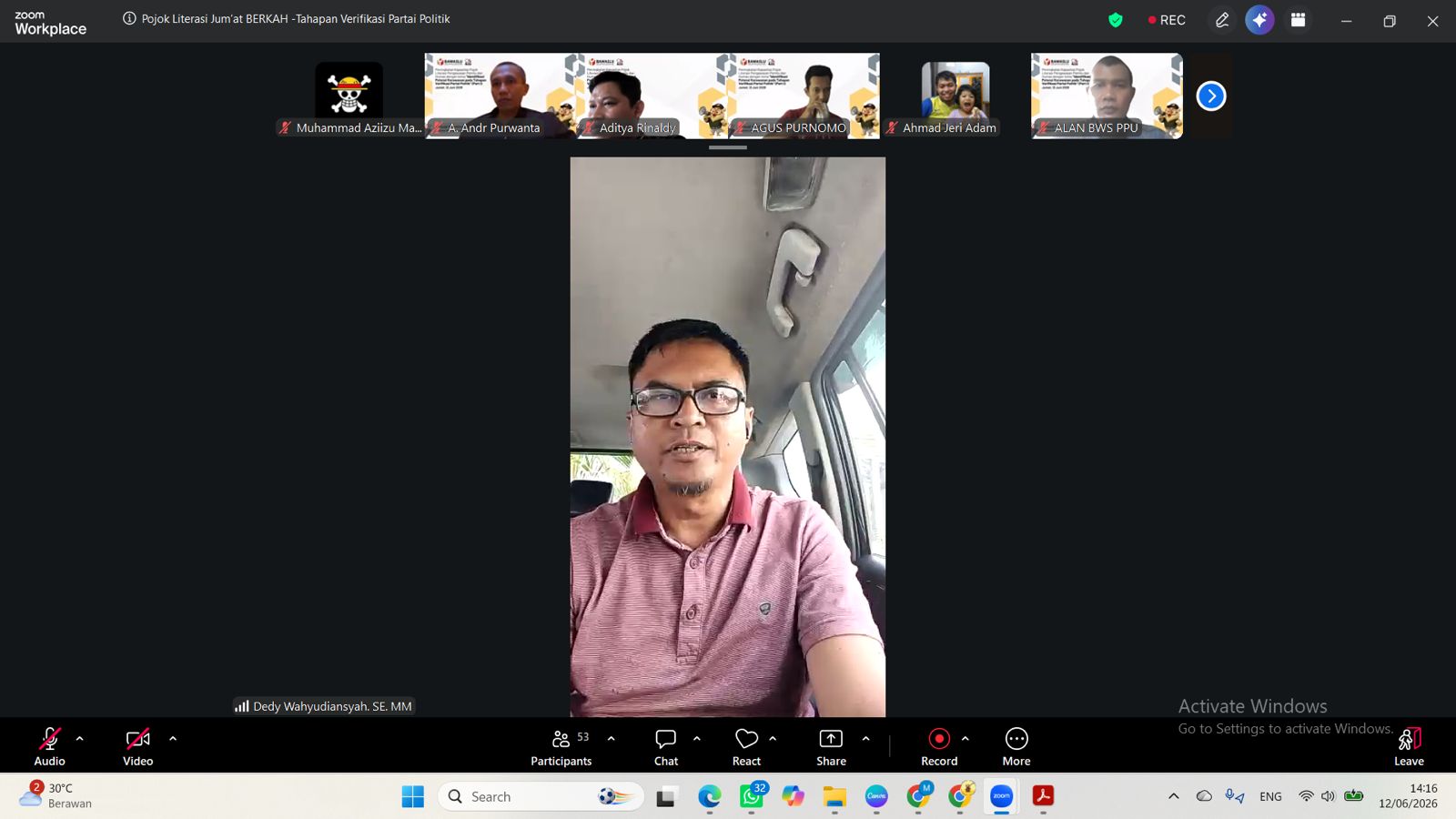 Zoom Pojok Literasi Jumat BERKAH bersama Bawaslu Kaltim